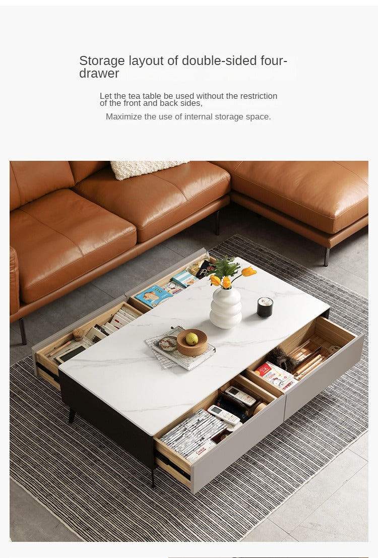 Oak Solid Wood Coffee Table Rock Slab