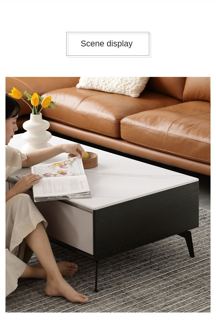 Oak Solid Wood Coffee Table Rock Slab