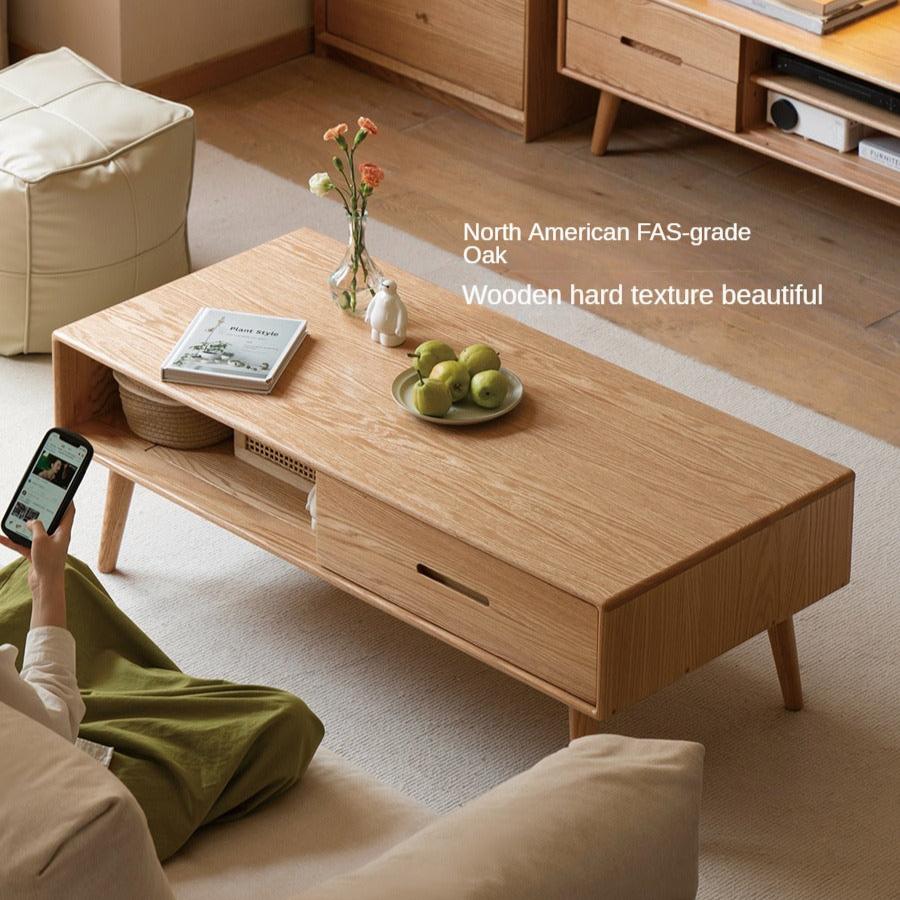 Oак, Solid Rubberwood North American Modern Coffee Table