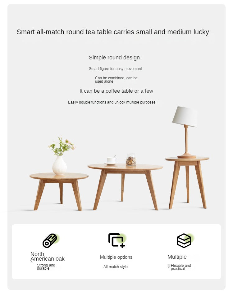 Oak Solid wood Side high round table