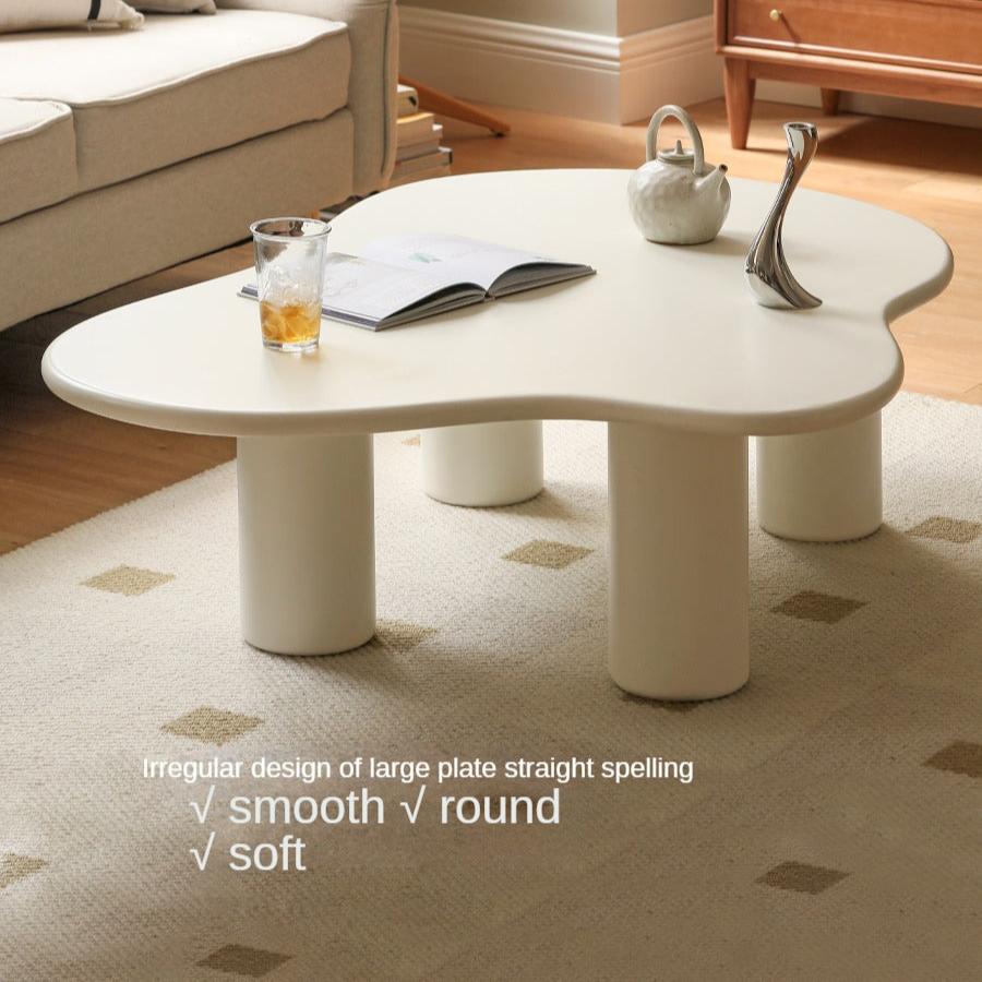 Rubber Solid Wood Creamy Cloud Coffee Table