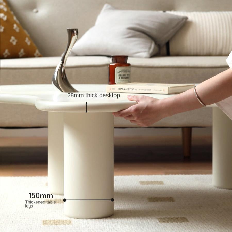 Rubber Solid Wood Creamy Cloud Coffee Table