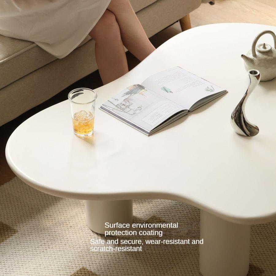 Rubber Solid Wood Creamy Cloud Coffee Table