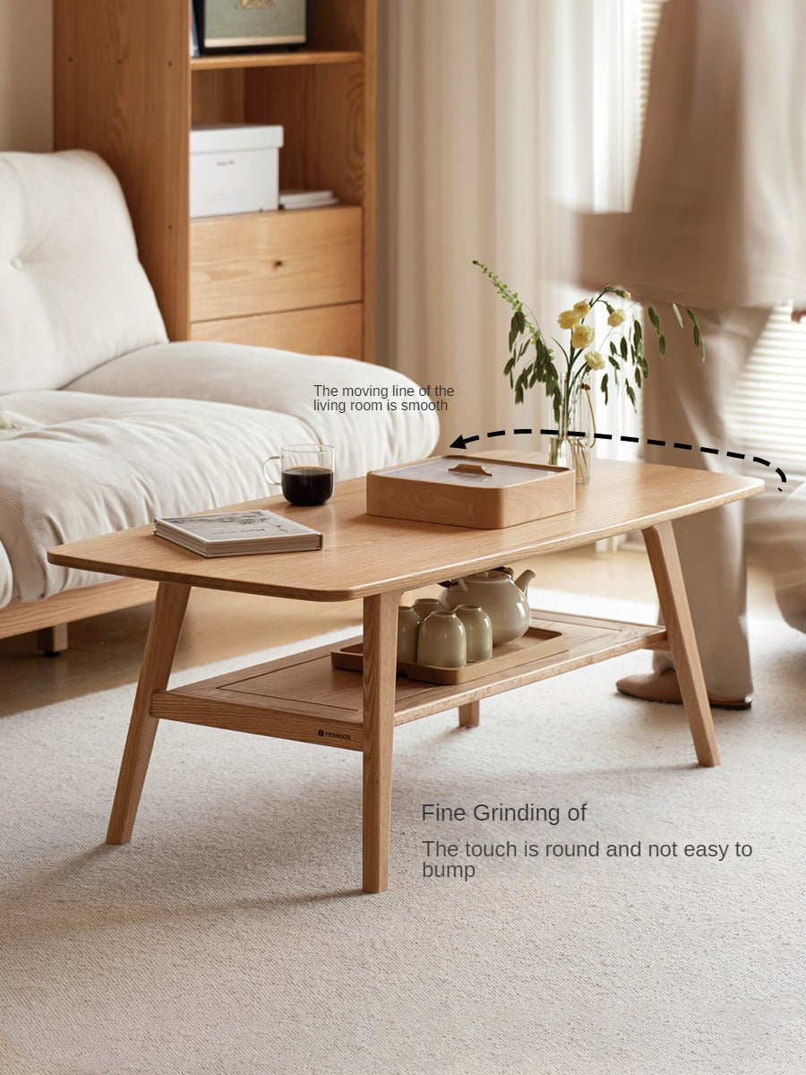 Rubberwood, Oak, Beech Solid Wood Modern Coffee Table