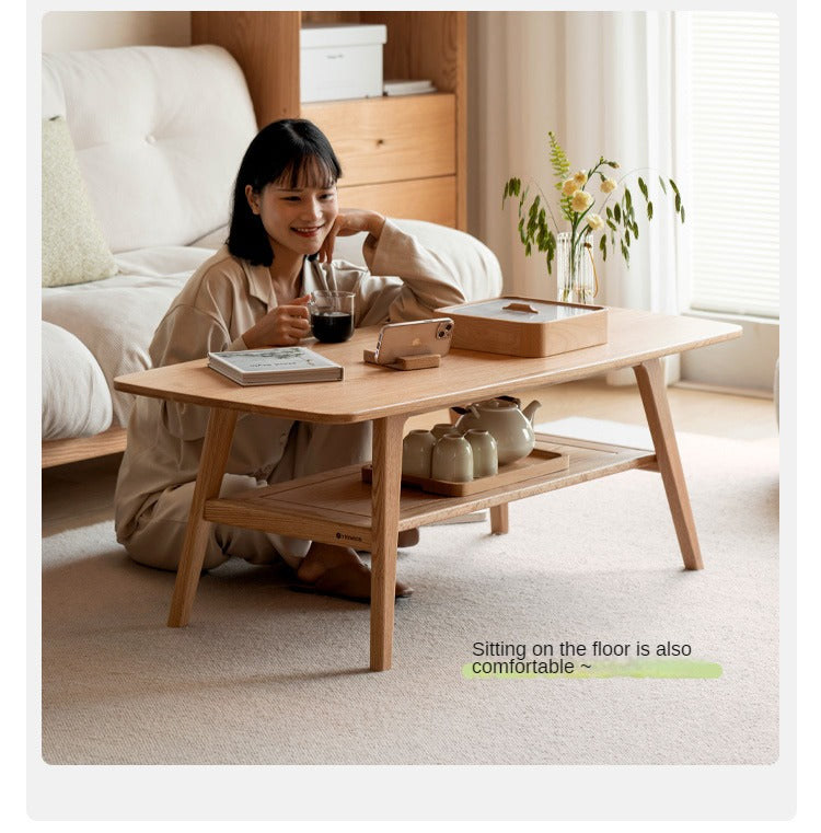 Rubberwood, Oak, Beech Solid Wood Modern Coffee Table