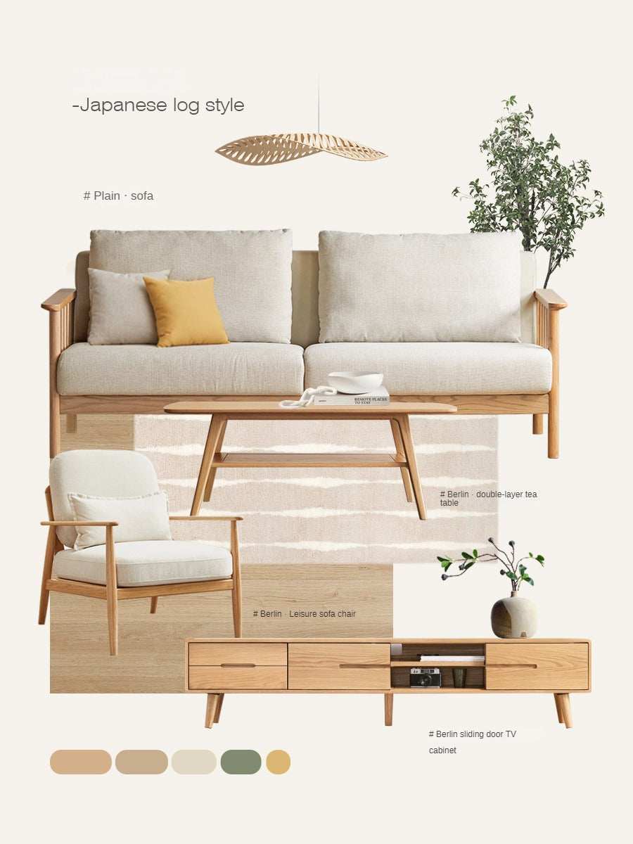 Rubberwood, Oak, Beech Solid Wood Modern Coffee Table