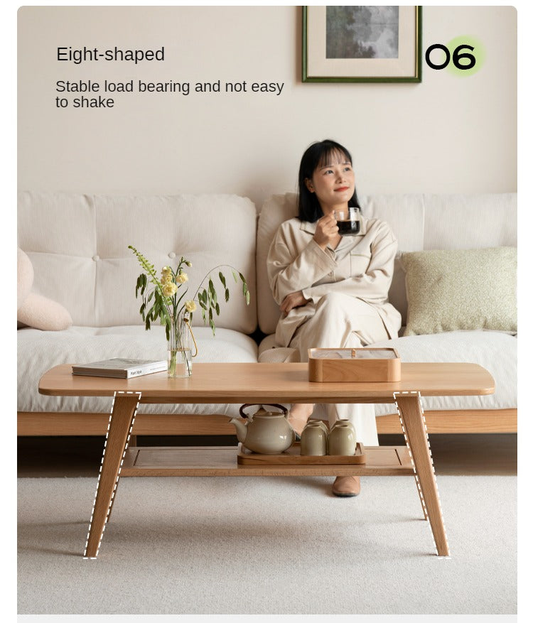 Rubberwood, Oak, Beech Solid Wood Modern Coffee Table