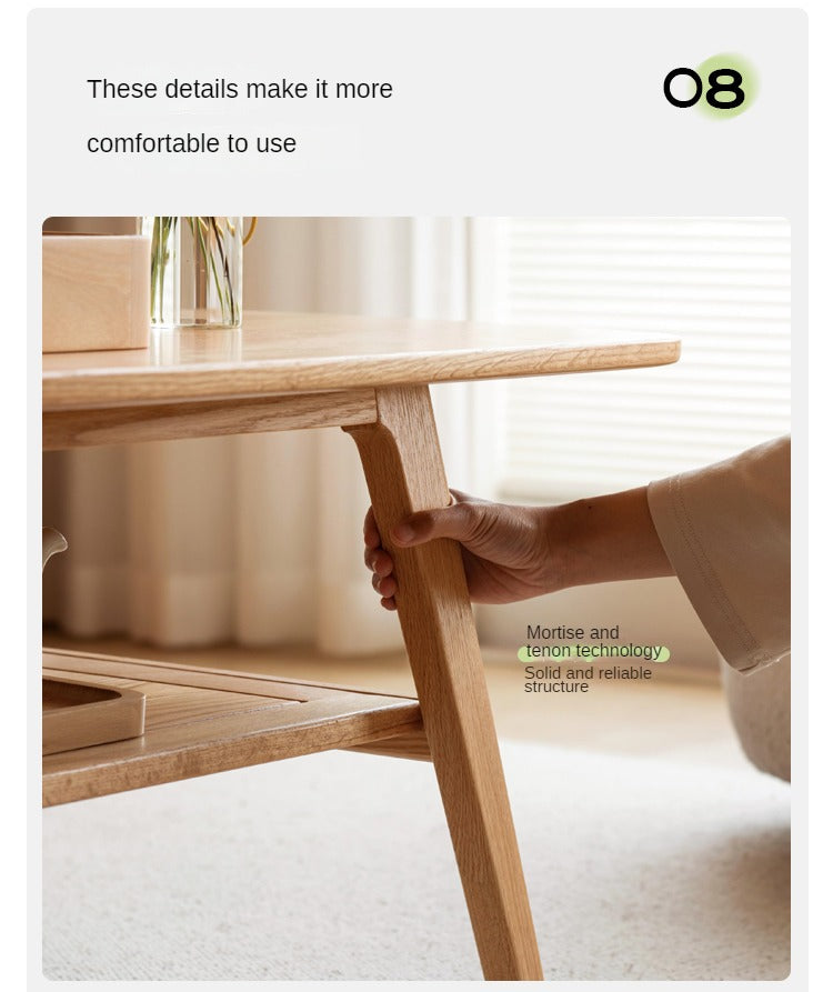 Rubberwood, Oak, Beech Solid Wood Modern Coffee Table