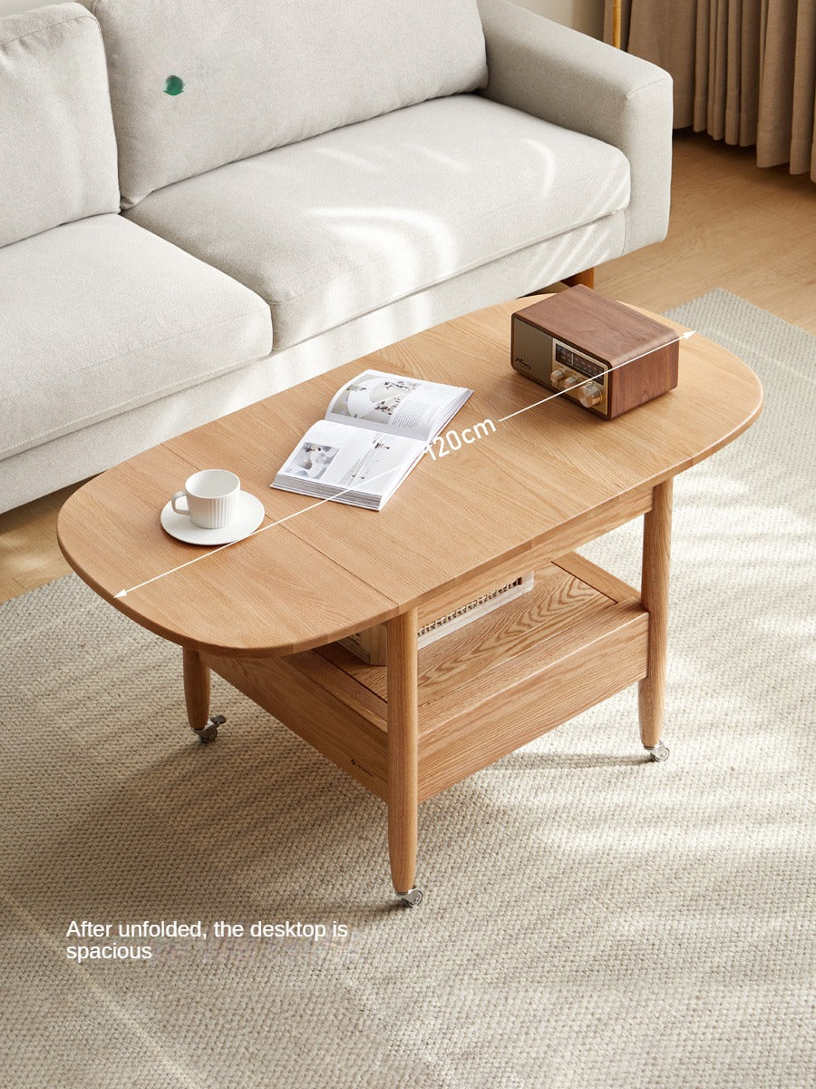 Oak, Beech Solid Wood Folding Mobile Coffee Table
