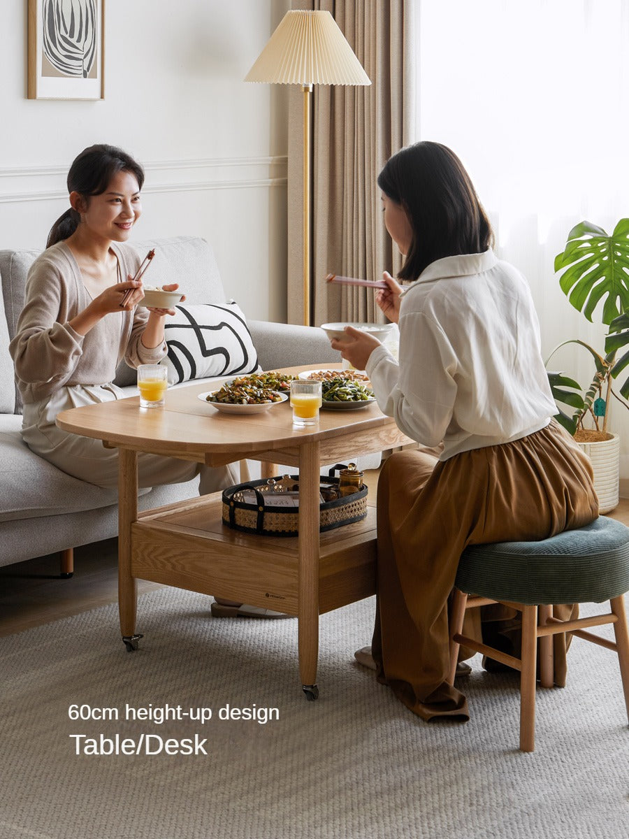 Oak, Beech Solid Wood Folding Mobile Coffee Table