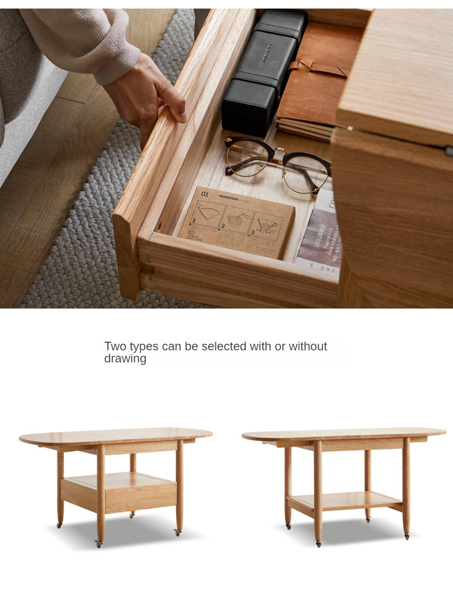 Oak, Beech Solid Wood Folding Mobile Coffee Table