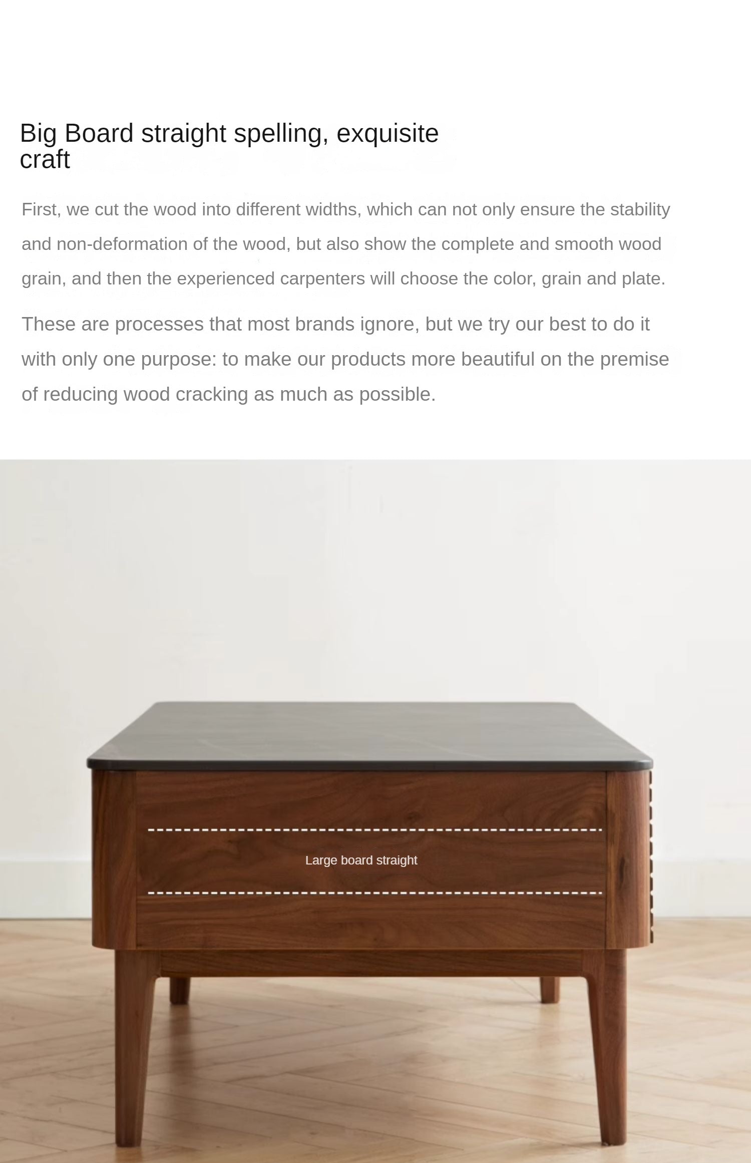 Black Walnut, Sandal Solid Wood Coffee Table with Slate Top