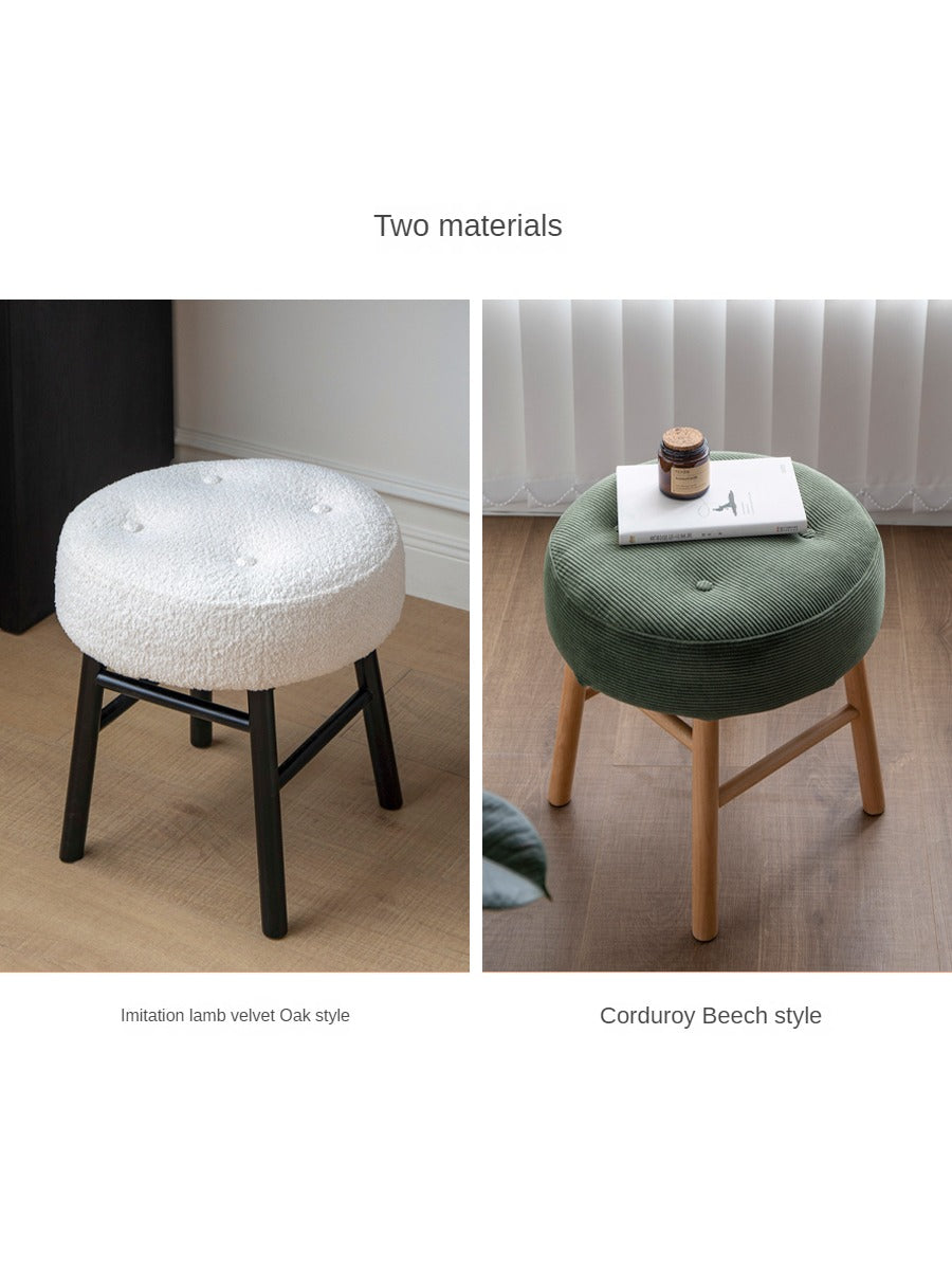 Oak Solid Wood Makeup Stool Imitation Sherpa