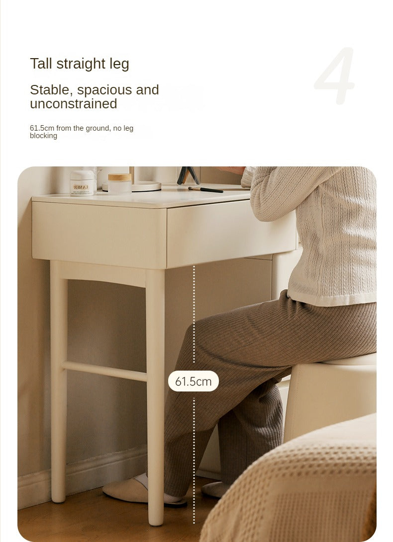 Solid RubberWood Telescopic Small Vanity Table Cream Style.