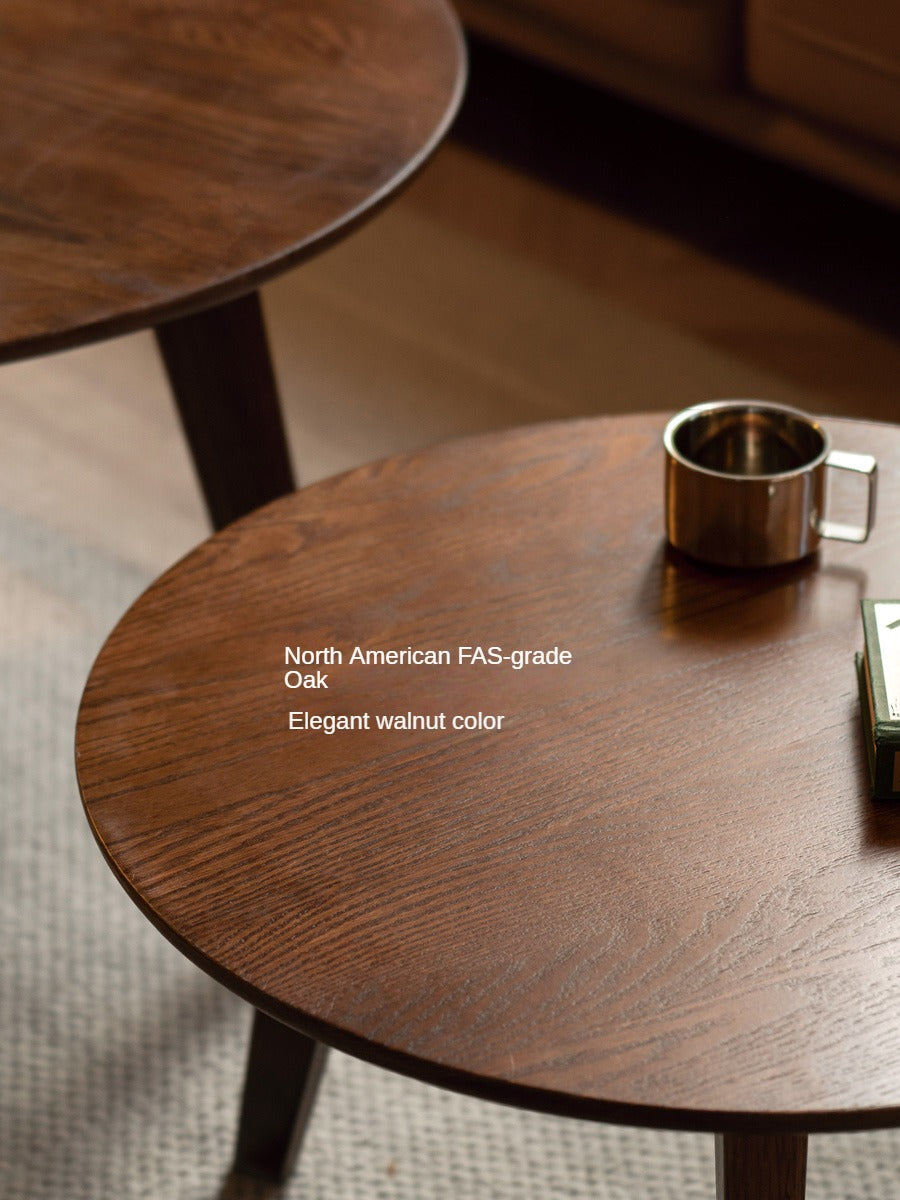 Oak, Solid Rubberwood Round Coffee Table, Walnut color