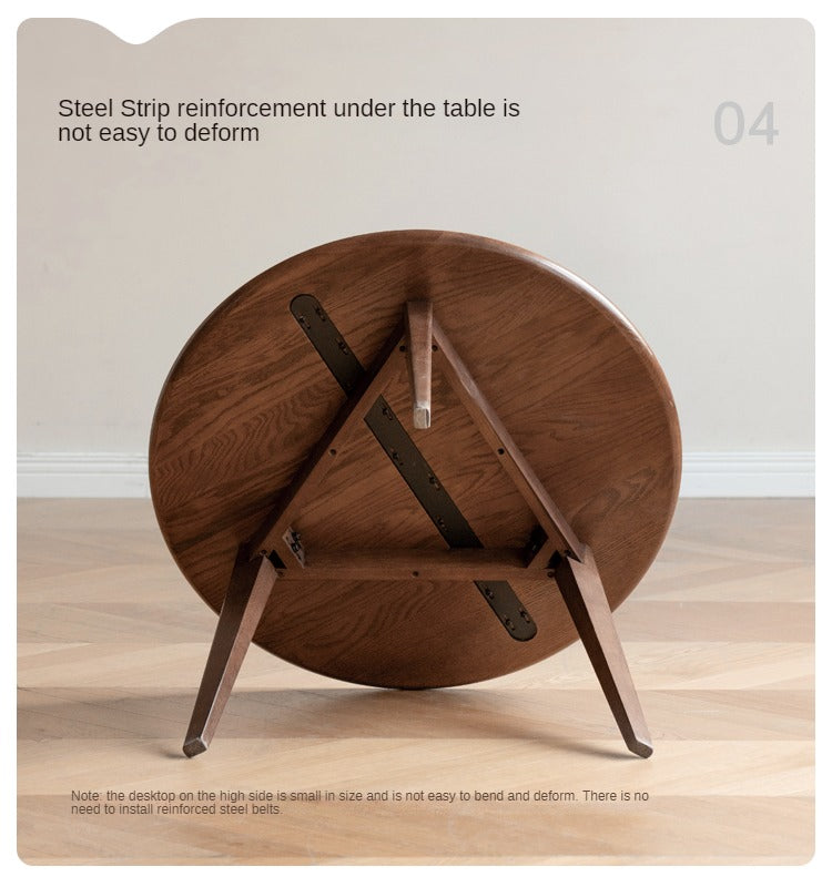 Oak, Solid Rubberwood Round Coffee Table, Walnut color