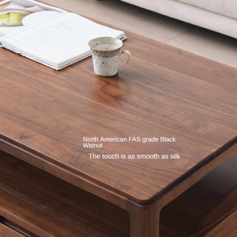 Black Walnut Solid Wood Four Drawer Coffee Table