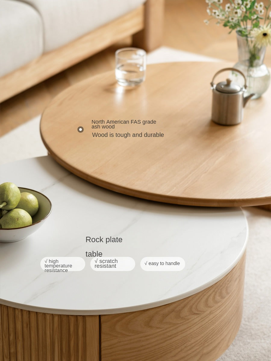 Ash Solid Wood Rock Plate Coffee Table