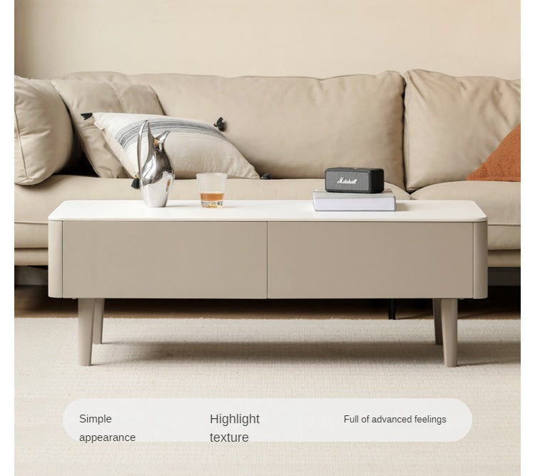 Ash Solid Wood Light Luxury Rock Plate Coffee Table