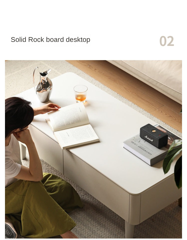 Ash Solid Wood Light Luxury Rock Plate Coffee Table