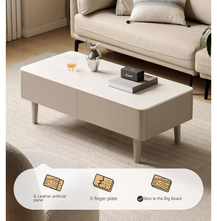 Ash Solid Wood Light Luxury Rock Plate Coffee Table