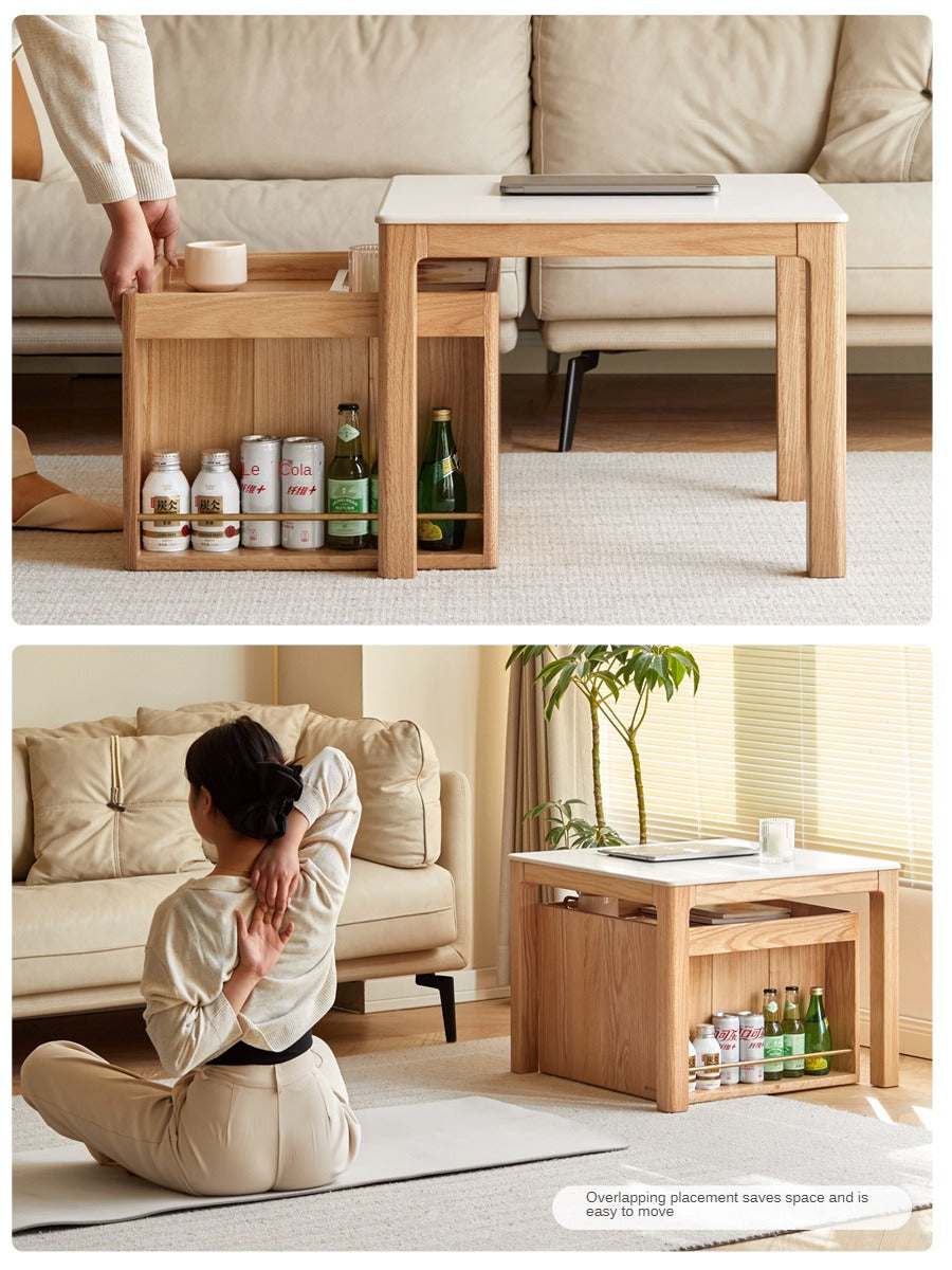 Black walnut, Oak, Beech Solid Wood Rock Plate Combination Coffee Table