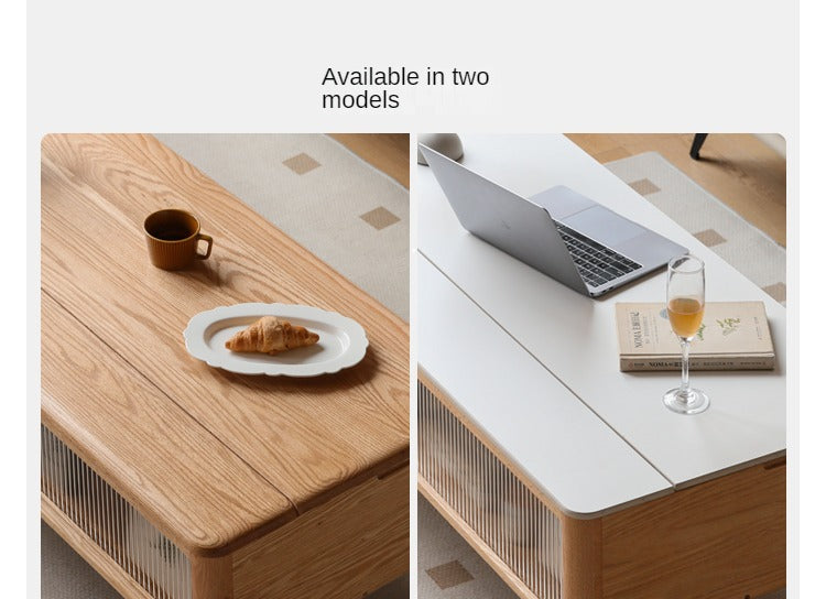 Oak Solid Wood Modern Slate Lifting Coffee Table