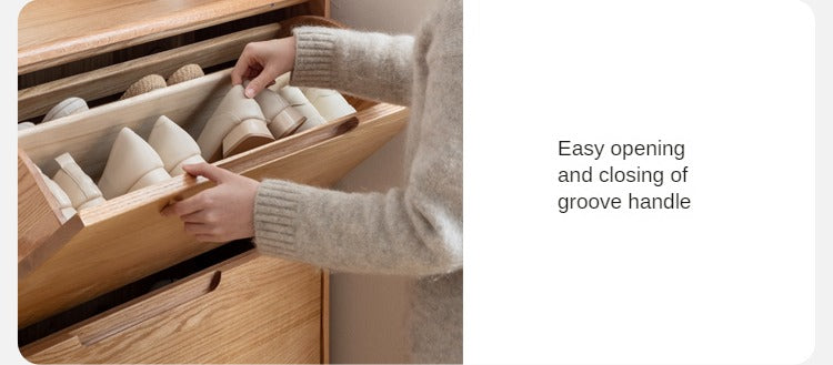 Oak, Poplar Solid Wood Ultra-Thin Shoe Cabinet