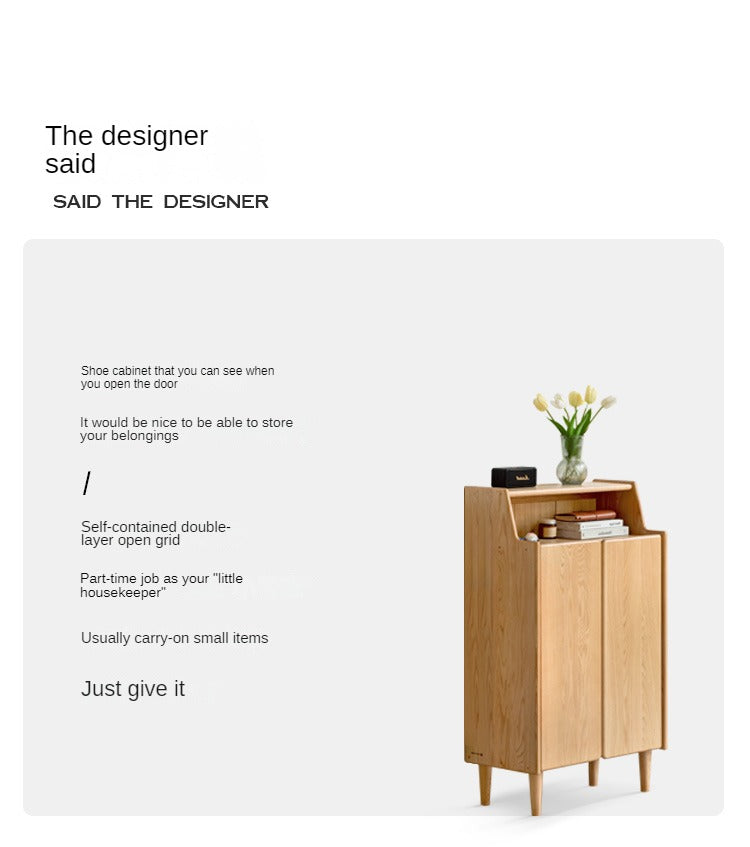 Oak Solid Wood Shoe Cabinet