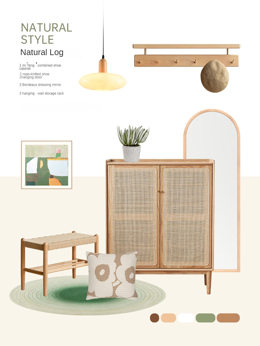 Oak, Black Walnut, Beech Solid Wood Shoe Cabinet