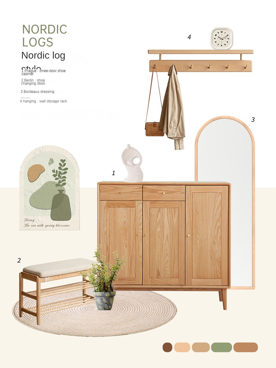 Oak Solid Wood Shoe Cabinet