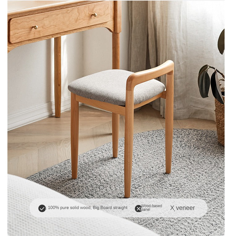 Beech, Cherry Solid Wood Makeup Stool Chair
