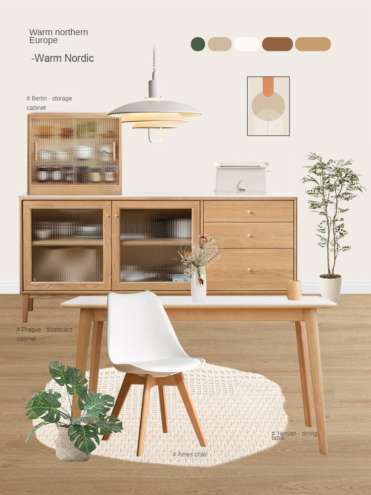Oak, Beech Solid Wood Eames Chair 4 Pcs Set