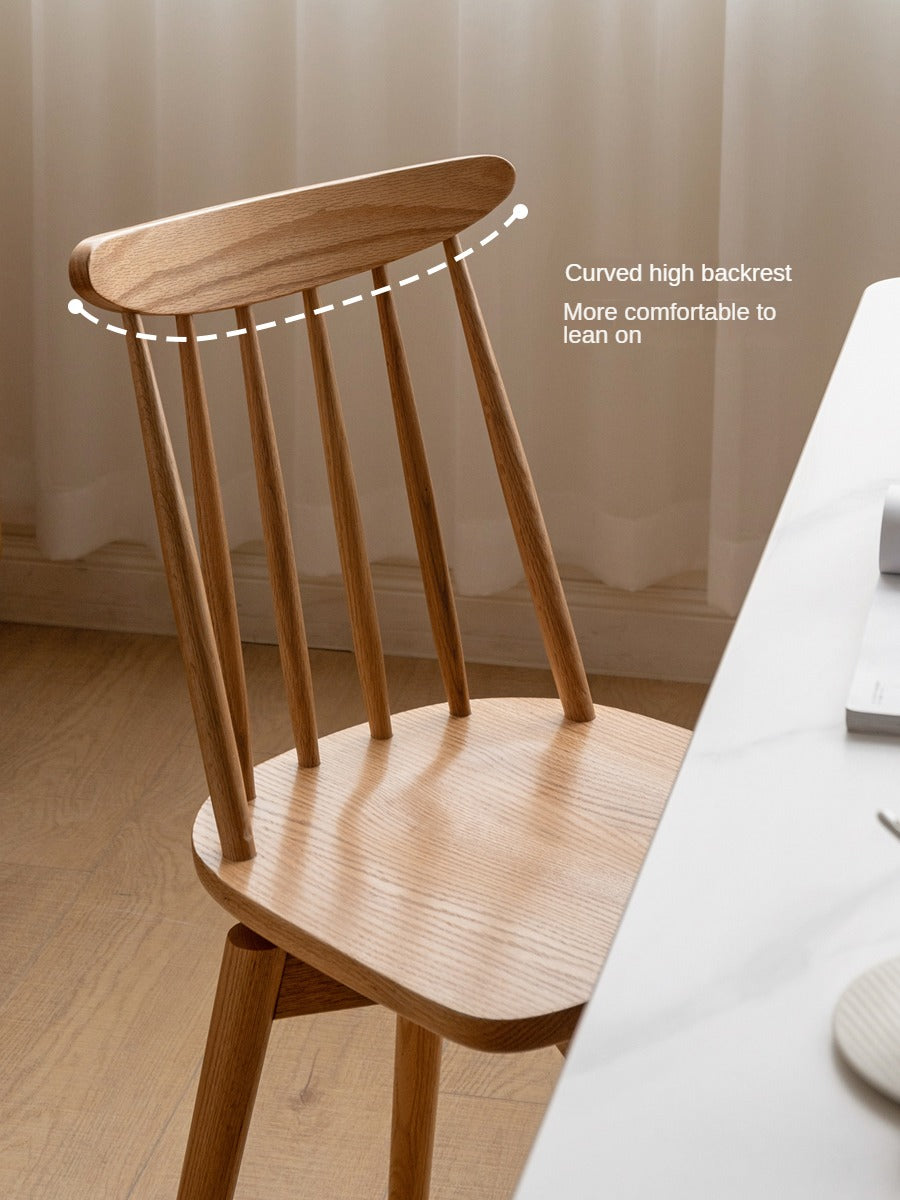 Oak Solid Wood Windsor Chair 360 Degree Rotation 4 Pcs Set