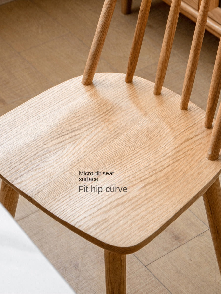 Oak Solid Wood Windsor Chair 360 Degree Rotation 4 Pcs Set