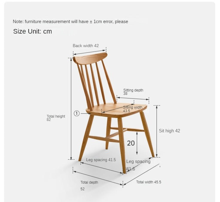 Set 4 pcs Black Walnut, Ash,White Ash, Oak, Cherry, Beech Solid Wood Windsor Chair