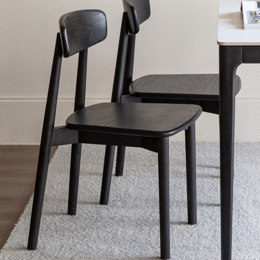 4 Pcs Oak Solid Wood, Solid Rubberwood Black Chair