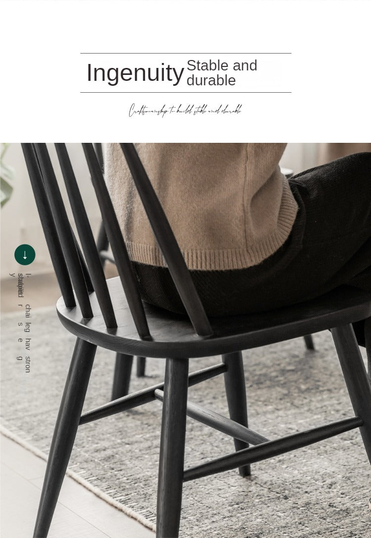 4 Pcs Oak Solid Wood Windsor Smoked Dining Chair