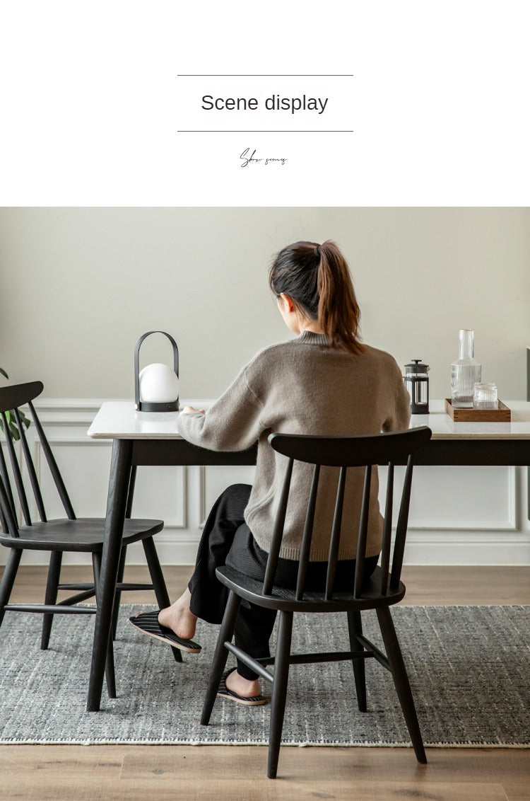 4 Pcs Oak Solid Wood Windsor Smoked Dining Chair