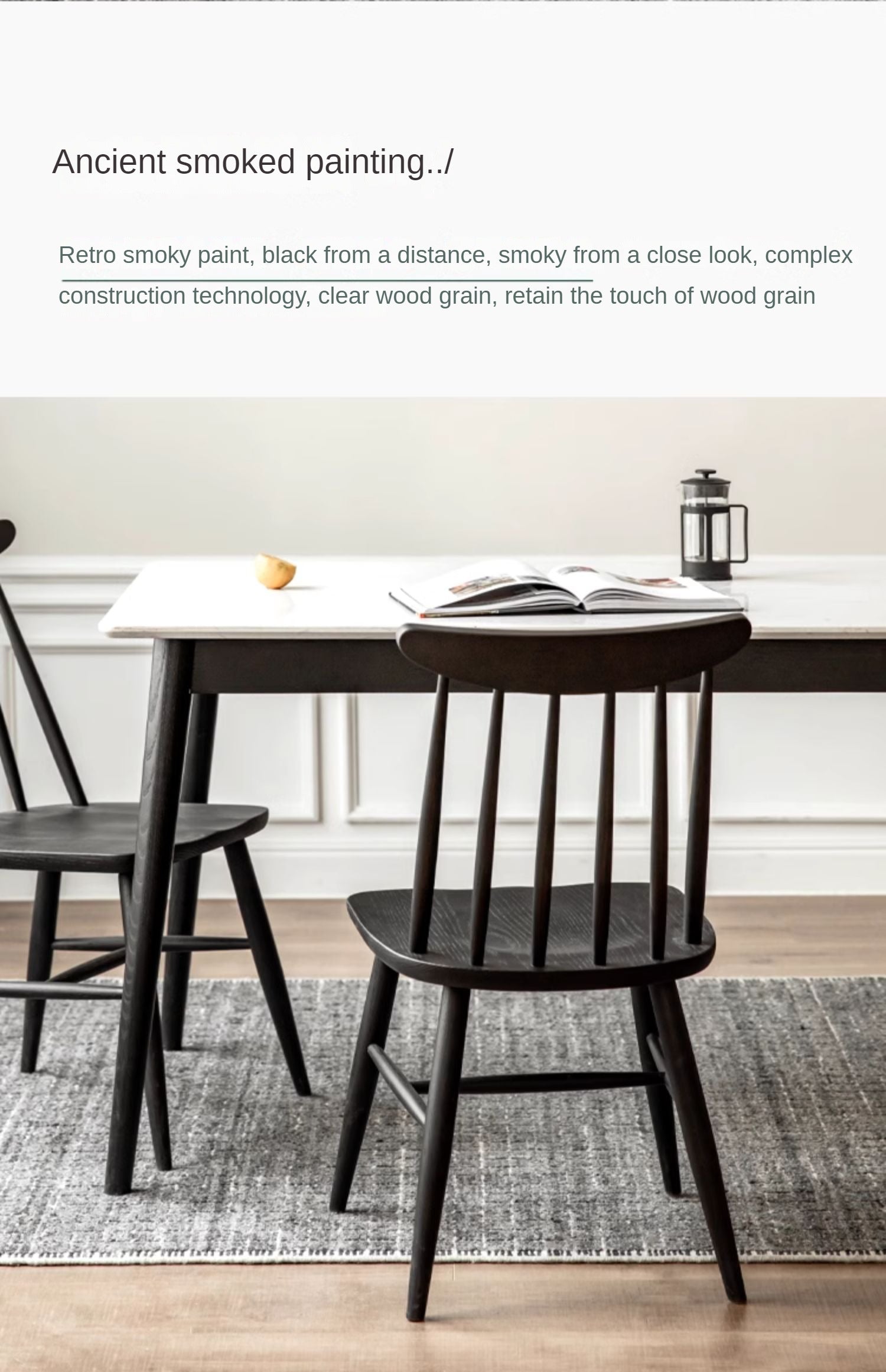 4 Pcs Oak Solid Wood Windsor Smoked Dining Chair