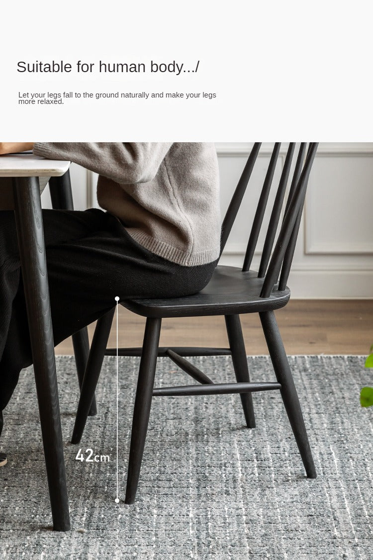 4 Pcs Oak Solid Wood Windsor Smoked Dining Chair