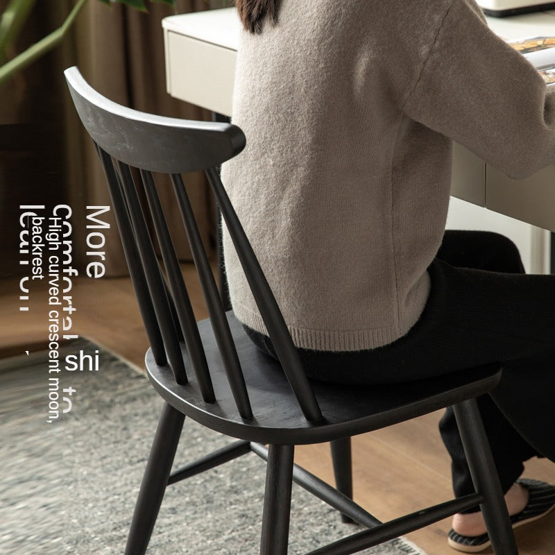 4 Pcs Oak Solid Wood Windsor Smoked Dining Chair