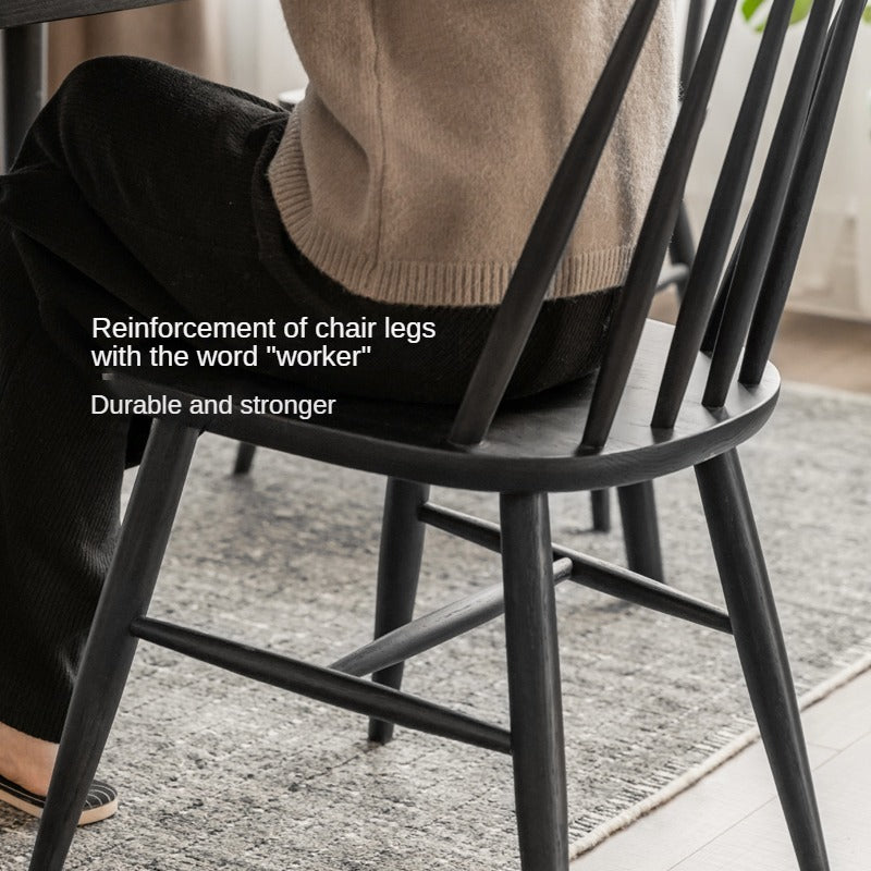 4 Pcs Oak Solid Wood Windsor Chair Smoked