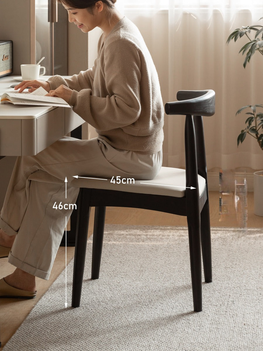 Set 4 pcs White Ash Solid Wood Horn Presidential Chair