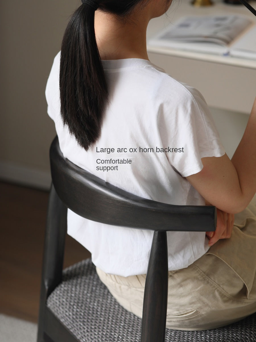 Set 4 pcs White Ash Solid Wood Horn Presidential Chair