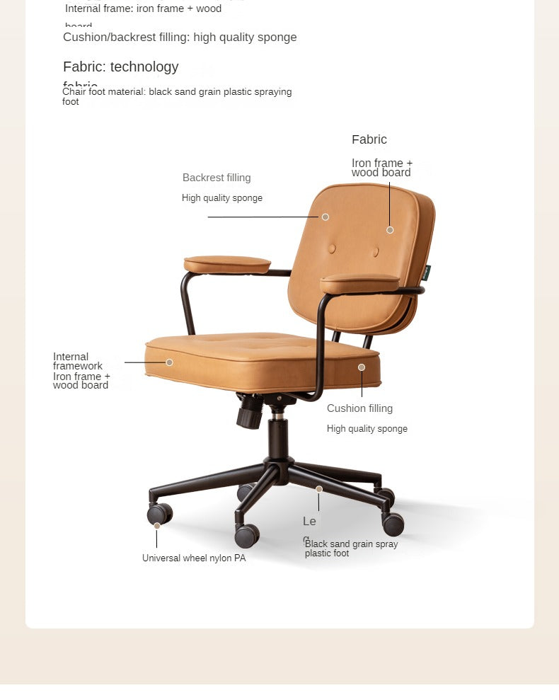 Genuine Leather, Technical Fabric Office Chair.