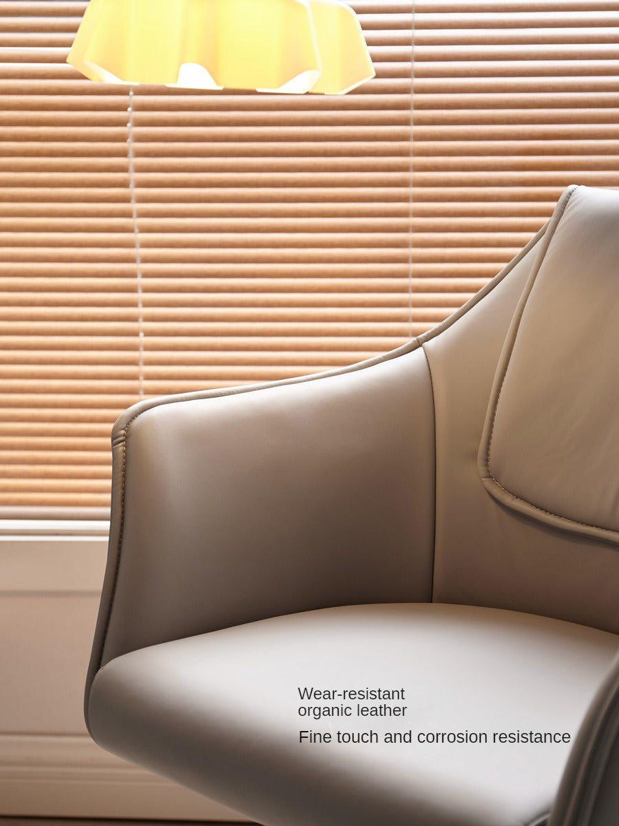 Beech Solid Wood Rotating Chair Organic Leather