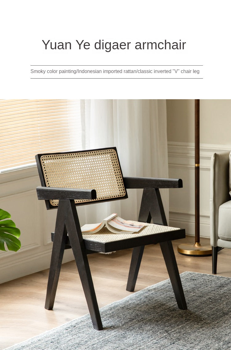 Ash, Cherry, Oak Solid Wood Rattan Smoked Chair