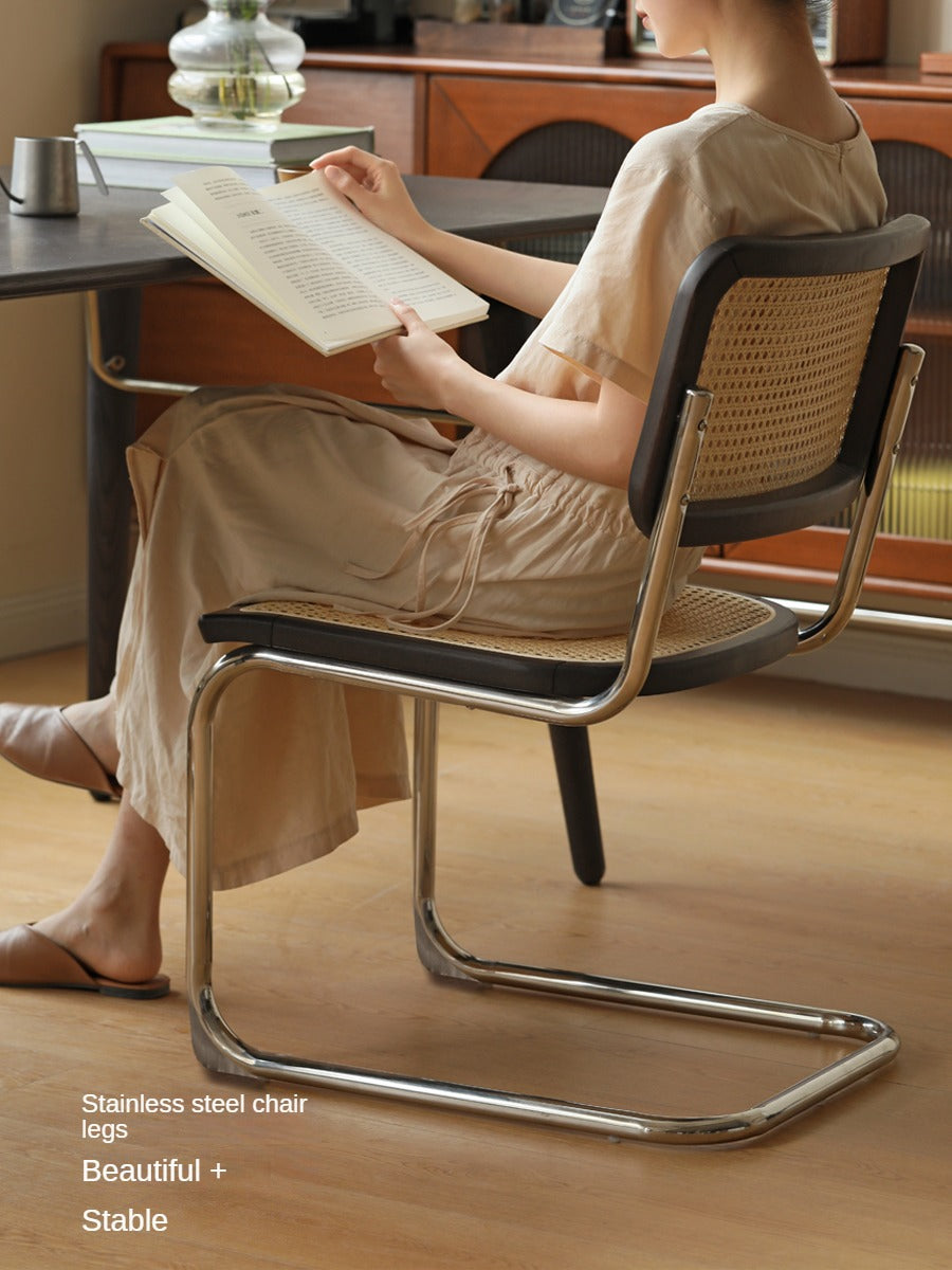 4 Pcs Oak Solid Wood Suspension Retro Rattan Chair