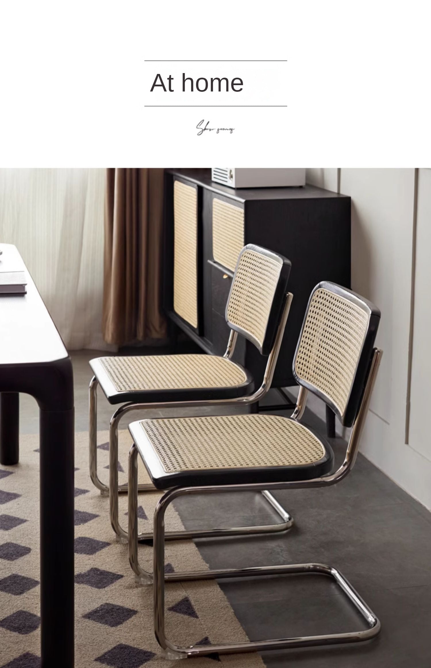 2 Pcs Oak Solid Wood Suspension Retro Rattan Chair